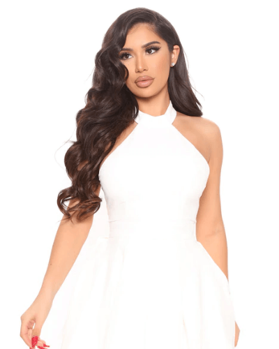 Stylowa damska letnia sukienka z dekoltem halter – Malia-Czarny-S-Trend Polska