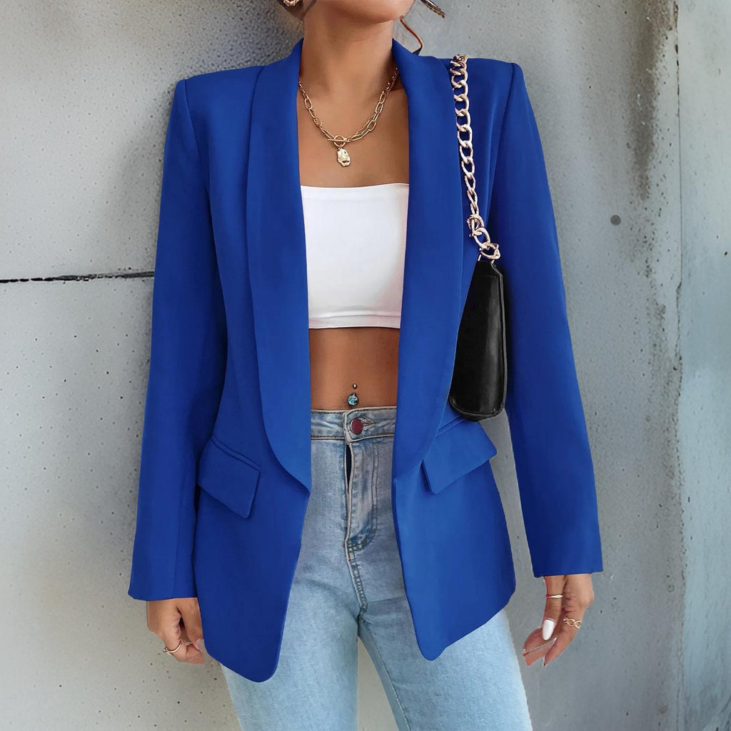 Stylowa damska marynarka z poliestru i bawełny - SophieBlaze-Niebieski-S-Trend Polska