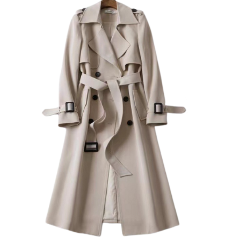 Stylowa damska trenchcoat - Astra-Beżowy-S-Trend Polska
