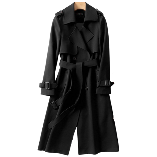 Stylowa damska trenchcoat - Astra-Czarny-S-Trend Polska