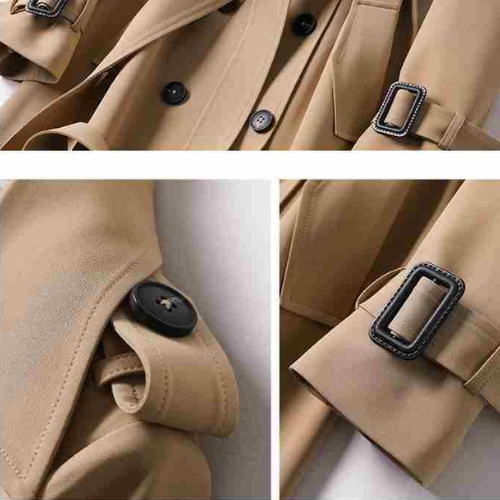 Stylowa damska trenchcoat - Astra-Khaki-S-Trend Polska