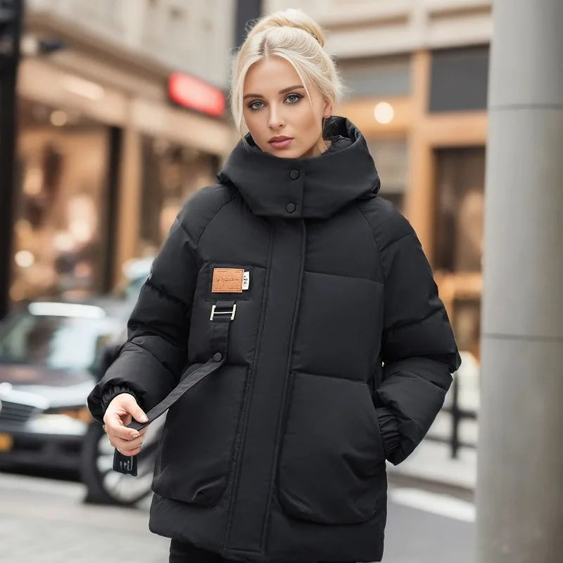 Stylowa damska zimowa kurtka - Mariette-Czarny-S-Trend Polska