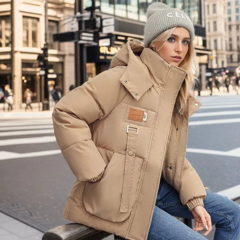 Stylowa damska zimowa kurtka - Mariette-Khaki-S-Trend Polska