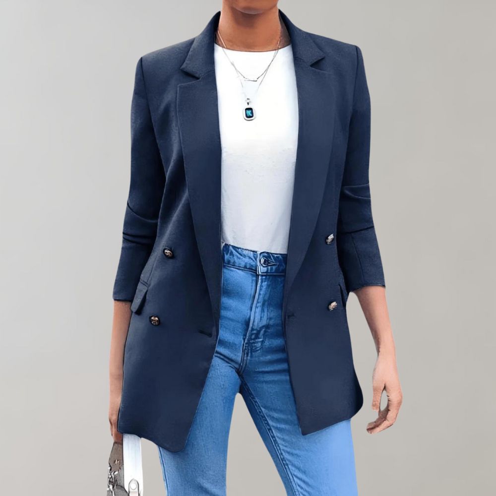 Stylowa długa damska kurtka - Clara-Marine-S-Trend Polska
