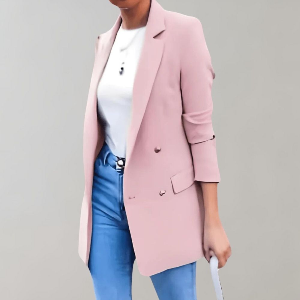 Stylowa długa damska kurtka - Clara-Biały-S-Trend Polska