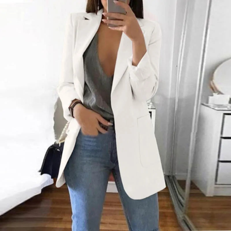 Stylowa Elegancka Streetwearowa Marynarka - Serena-Biały-S-Trend Polska