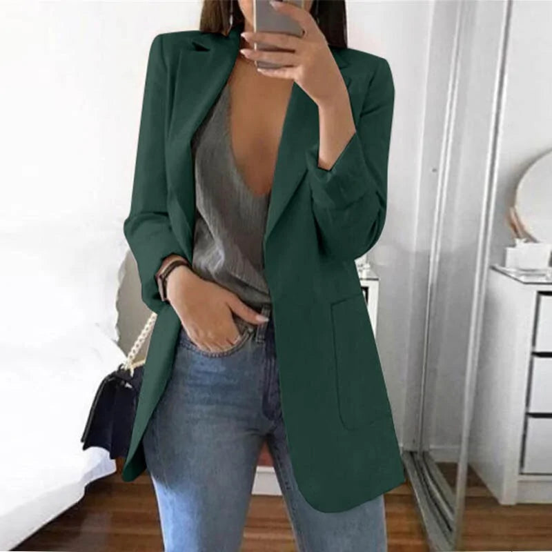 Stylowa Elegancka Streetwearowa Marynarka - Serena-Ciemnozielony-S-Trend Polska