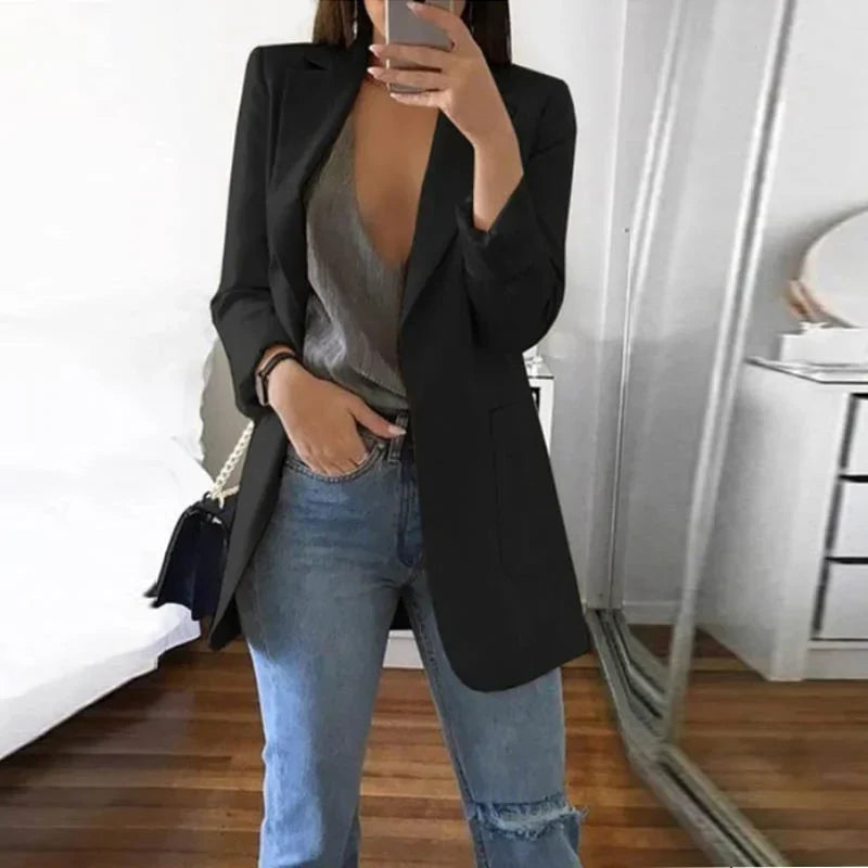 Stylowa Elegancka Streetwearowa Marynarka - Serena-Czarny-S-Trend Polska