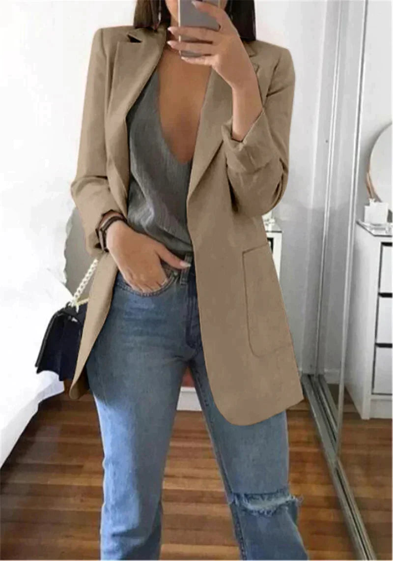 Stylowa Elegancka Streetwearowa Marynarka - Serena-Khaki-S-Trend Polska