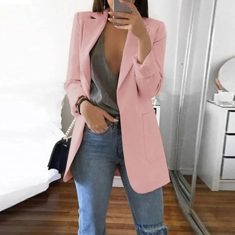 Stylowa Elegancka Streetwearowa Marynarka - Serena-Różowy-S-Trend Polska