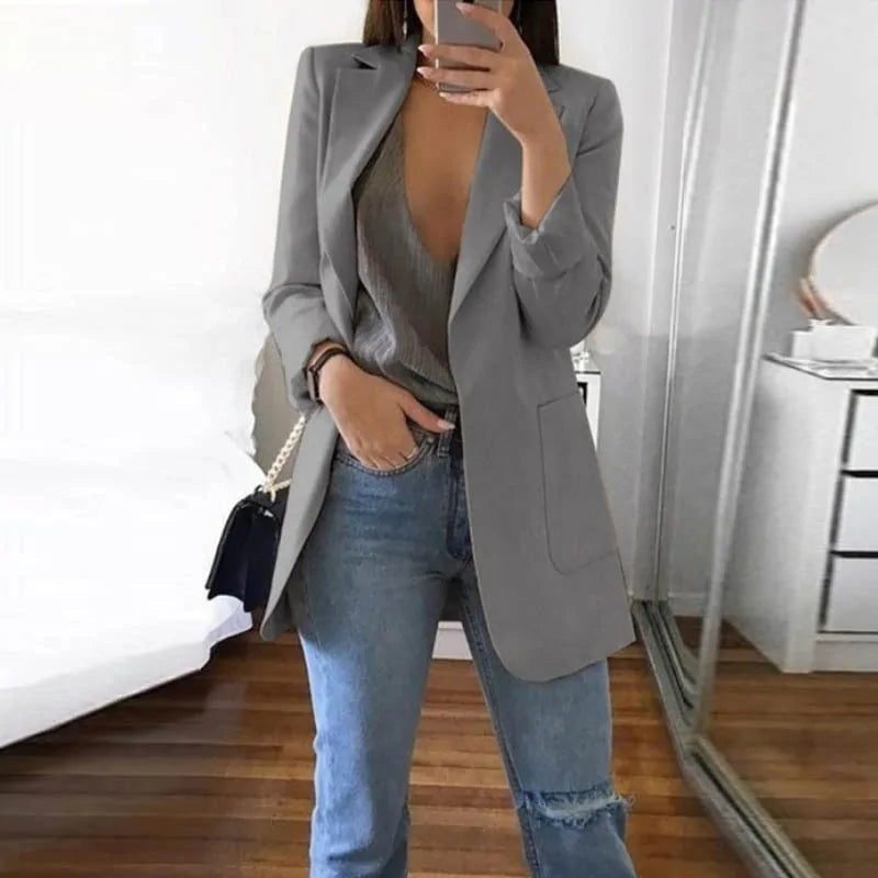 Stylowa Elegancka Streetwearowa Marynarka - Serena-Szary-S-Trend Polska