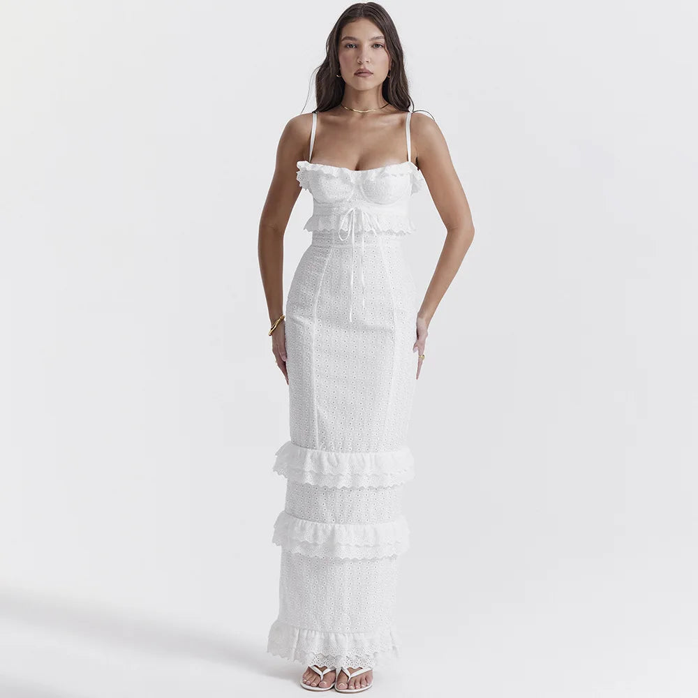 Stylowa haftowana koszulka maxi w kolorze białym – Alina-XS-Trend Polska