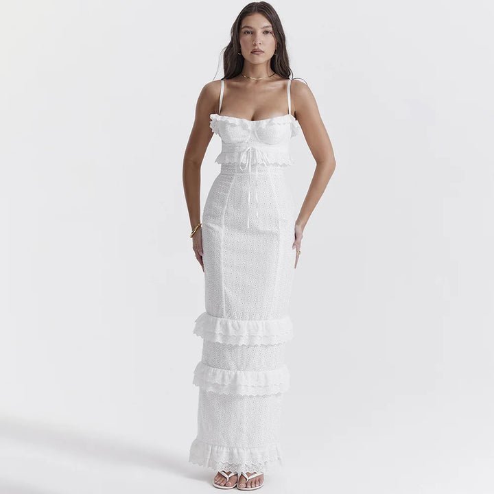 Stylowa haftowana koszulka maxi w kolorze białym – Alina-XS-Trend Polska