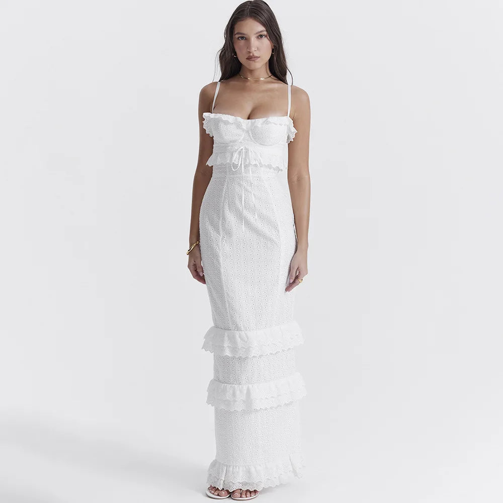 Stylowa haftowana koszulka maxi w kolorze białym – Alina-XS-Trend Polska