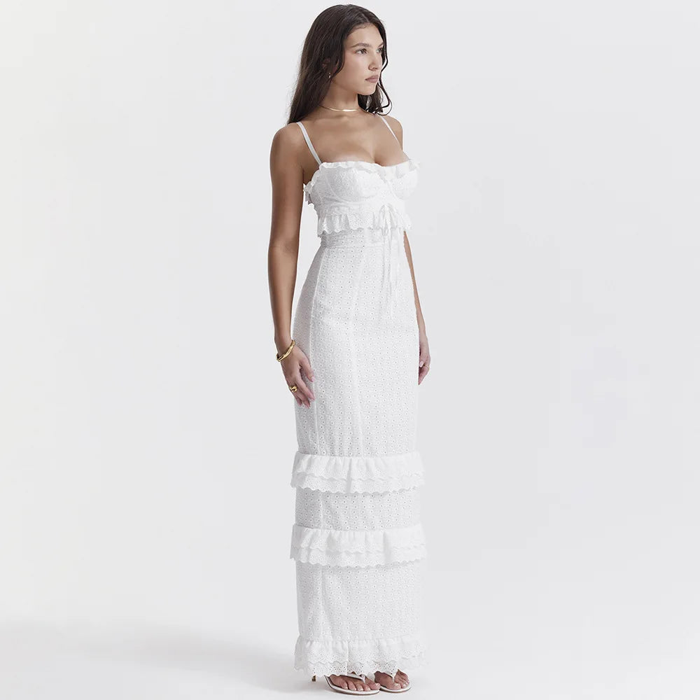 Stylowa haftowana koszulka maxi w kolorze białym – Alina-XS-Trend Polska