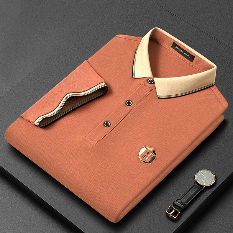 Stylowa haftowana koszulka polo - Oliver-Pomarańczowy-S-Trend Polska