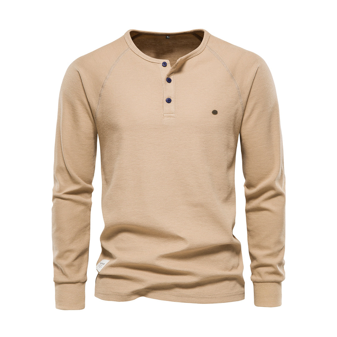 Stylowa koszula męska z długim rękawem - Milo-Khaki-S-Trend Polska
