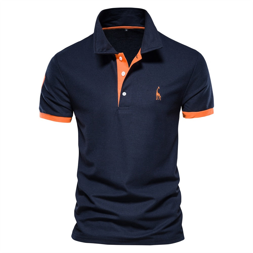 Stylowa koszula polo dla mężczyzn - Franklin-Ciemnoniebieski - Pomarańczowy-S-Trend Polska