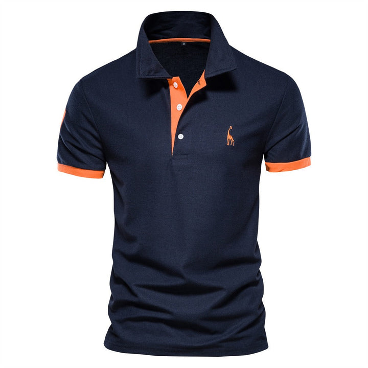 Stylowa koszula polo dla mężczyzn - Franklin-Ciemnoniebieski - Pomarańczowy-S-Trend Polska