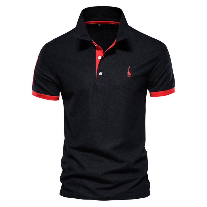 Stylowa koszula polo dla mężczyzn - Franklin-Czarny - Czerwony-S-Trend Polska