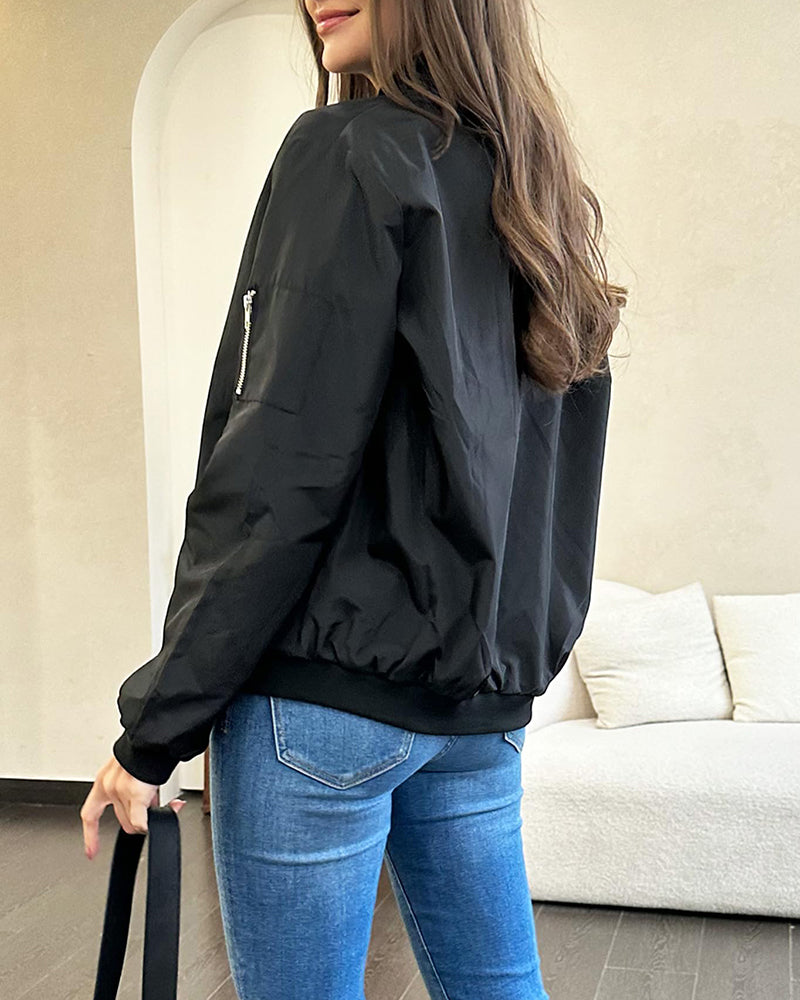Stylowa kurtka bomber damska - Rhea-Czarny-S-Trend Polska