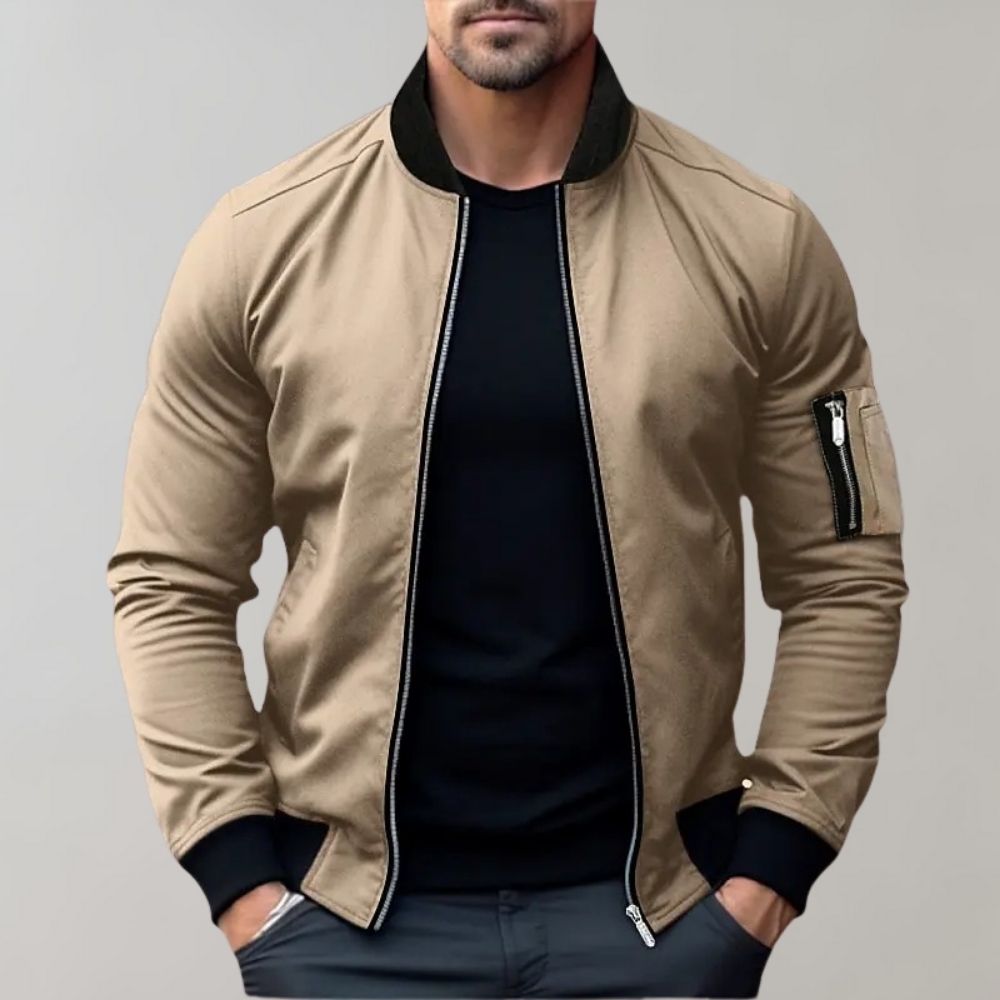 Stylowa kurtka bomber dla mężczyzn - Rafa-Khaki-M-Trend Polska