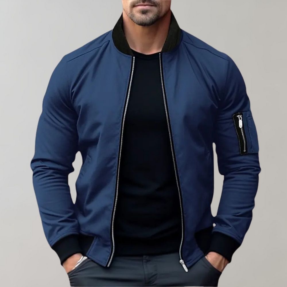 Stylowa kurtka bomber dla mężczyzn - Rafa-Niebieski-M-Trend Polska