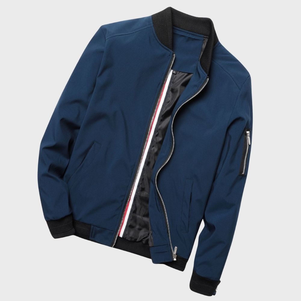 Stylowa kurtka bomber dla mężczyzn - Rafa-Niebieski-M-Trend Polska