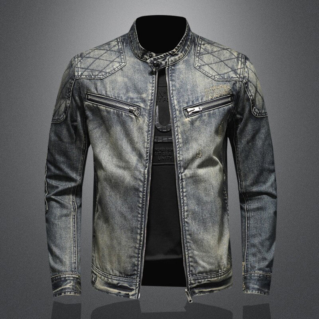 Stylowa kurtka dżinsowa dla mężczyzn - Rafael-Denim bez flagi-S-Trend Polska