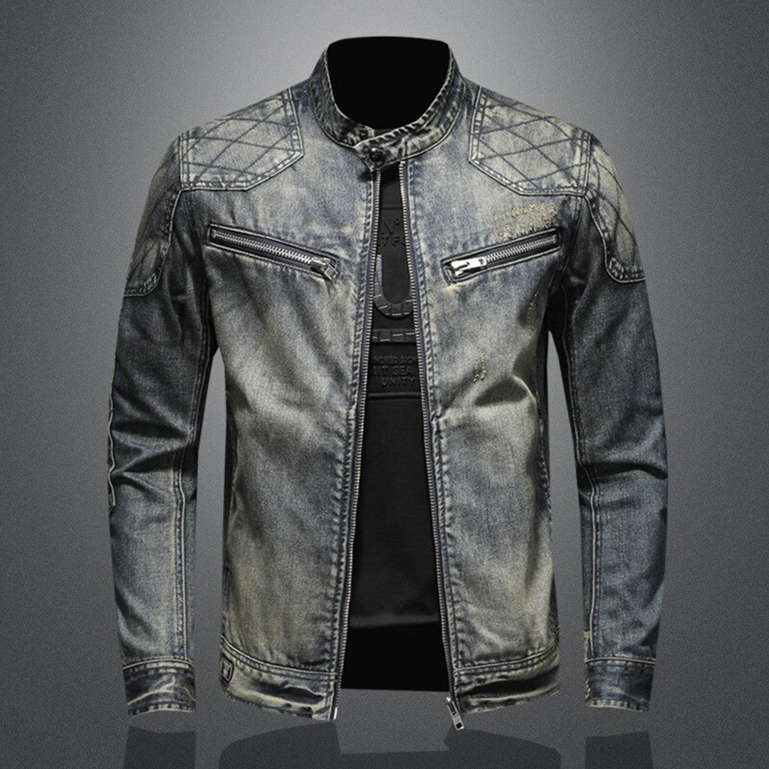 Stylowa kurtka dżinsowa dla mężczyzn - Rafael-Denim bez flagi-S-Trend Polska