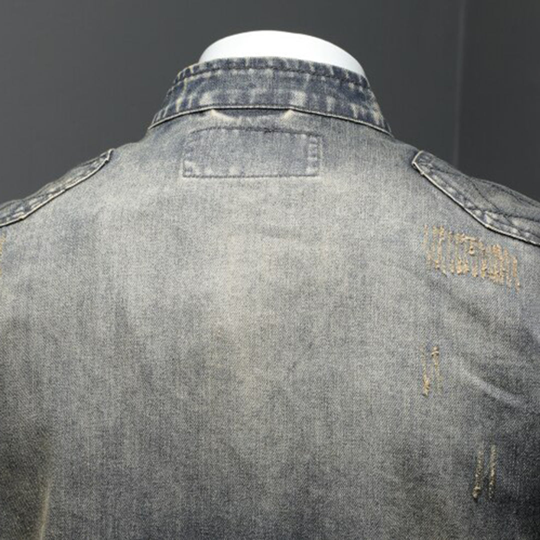 Stylowa kurtka dżinsowa dla mężczyzn - Rafael-Denim z flagą-S-Trend Polska
