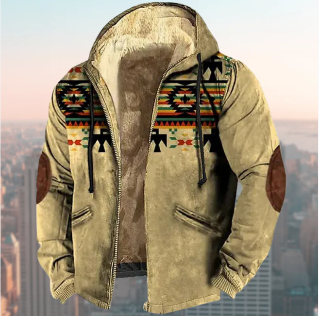 Stylowa kurtka z nadrukiem rodzimym - Liam-Khaki-XS-Trend Polska