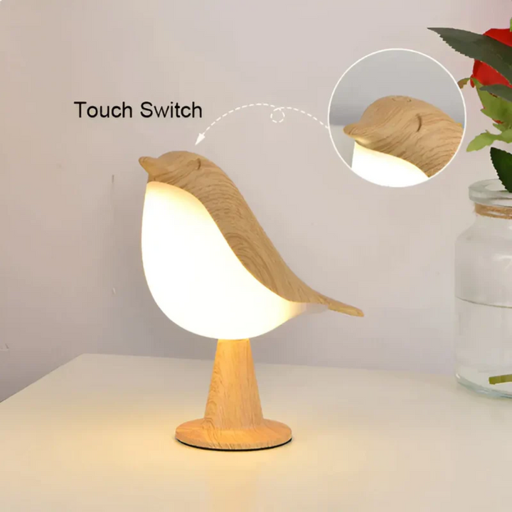 Stylowa lampa LED w kształcie ptaka z dotykowym sterowaniem i aromaterapią - FeatherGlow-szary-Trend Polska