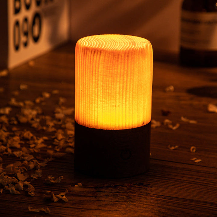 Stylowa lampa stołowa LED - WoodGlow-Cylinder-6 cm x 7,5 cm-Trend Polska