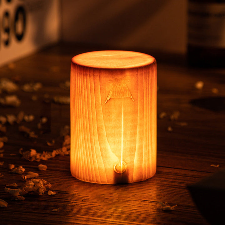 Stylowa lampa stołowa LED - WoodGlow-Cylinder-6cm x 8cm-Trend Polska