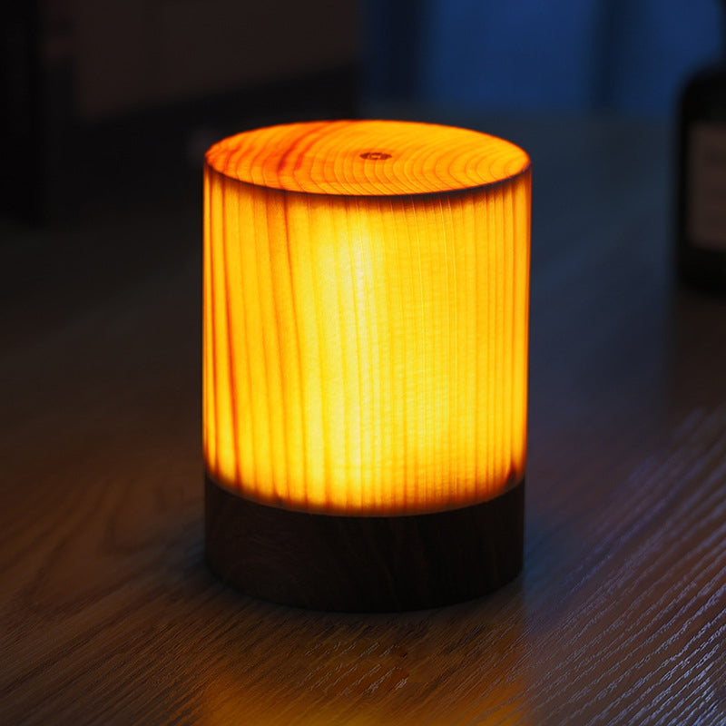 Stylowa lampa stołowa LED - WoodGlow-Cylinder-8cm x 12cm-Trend Polska