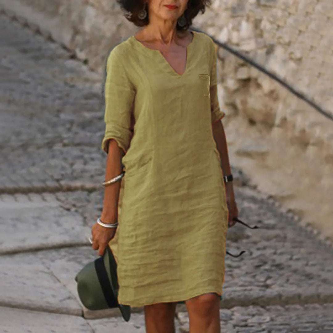 Stylowa, lekka letnia sukienka – Isalie-Khaki-S-Trend Polska