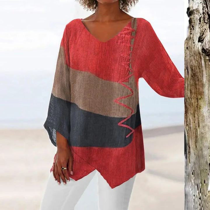 Stylowa Letnia Bluzka - Bella-Czerwony-S-Trend Polska