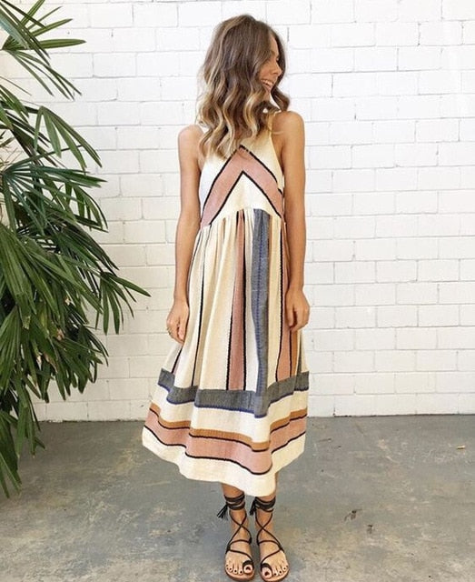 Stylowa letnia sukienka bez rękawów w stylu vintage - RetroFlair-S-Trend Polska