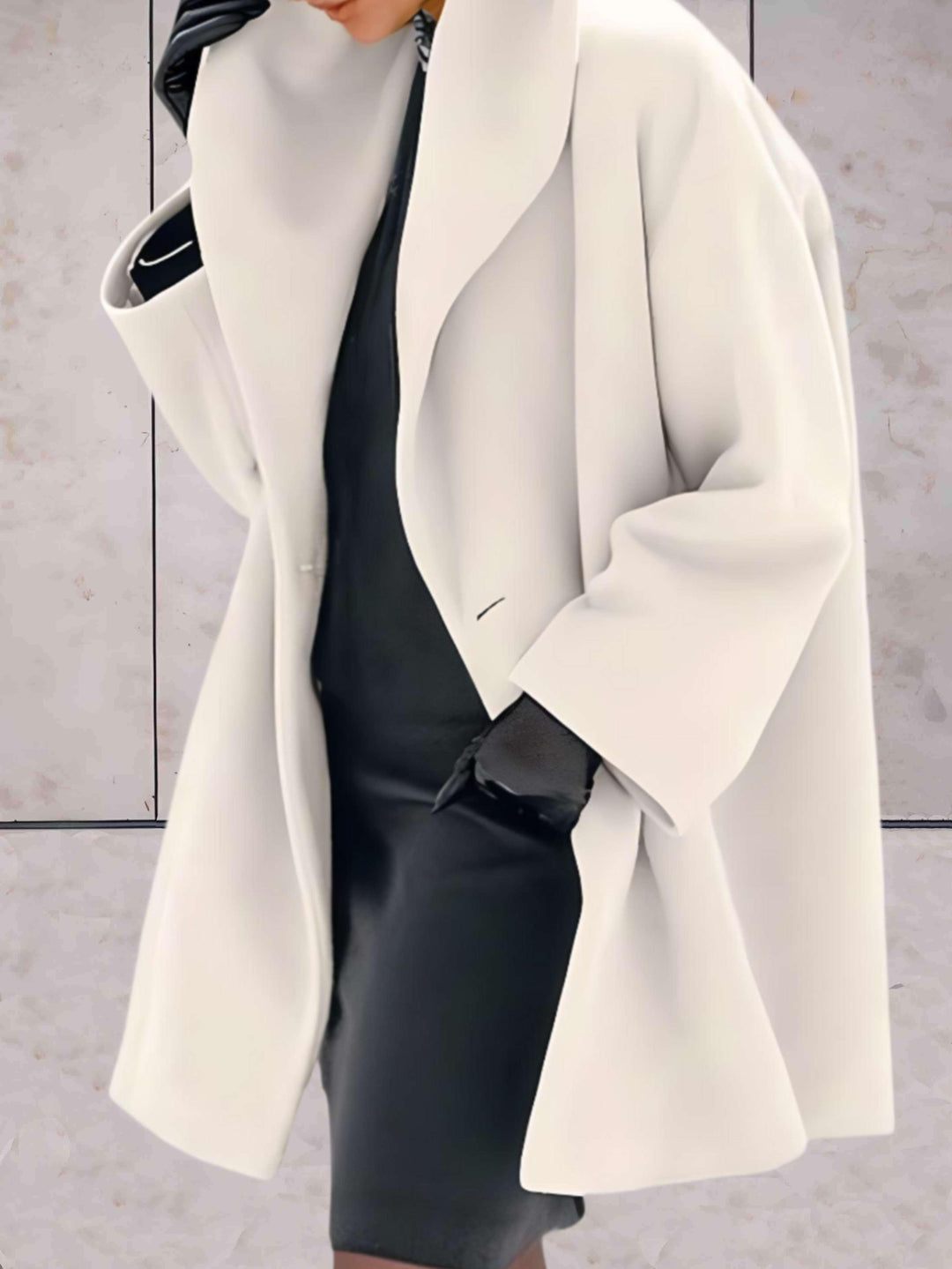 Stylowa luźna damska zimowa kurtka - Evelyn-Creme-S-Trend Polska