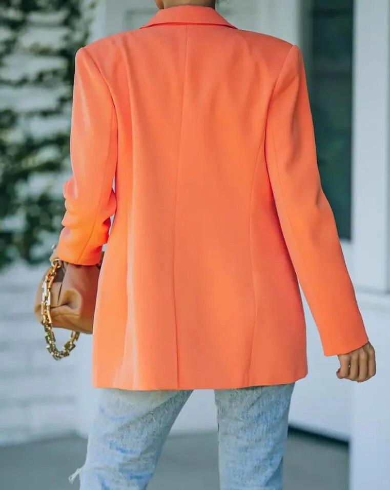 Stylowa Marynarka Damska - Emilia-Pomarańczowy-S-Trend Polska