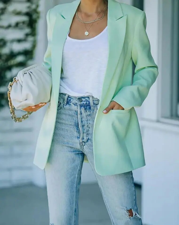 Stylowa Marynarka Damska - Emilia-Zielony-S-Trend Polska