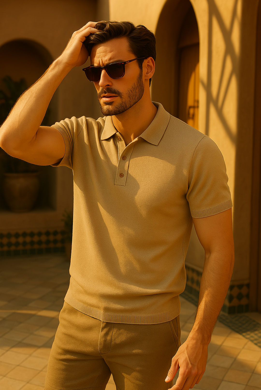 Stylowa męska koszulka polo z kaszmiru i wełny merino – Caelan-S-Trend Polska