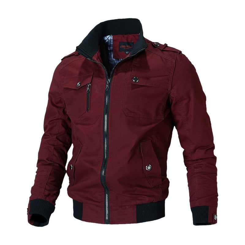 Stylowa Męska Kurtka Bomber - Aiden-Czerwony-M-Trend Polska