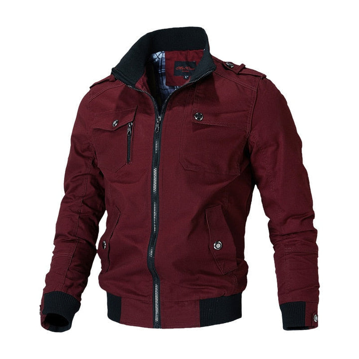 Stylowa Męska Kurtka Bomber - Aiden-Czerwony-M-Trend Polska
