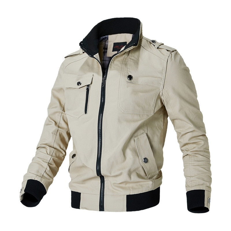 Stylowa Męska Kurtka Bomber - Aiden-Khaki-M-Trend Polska