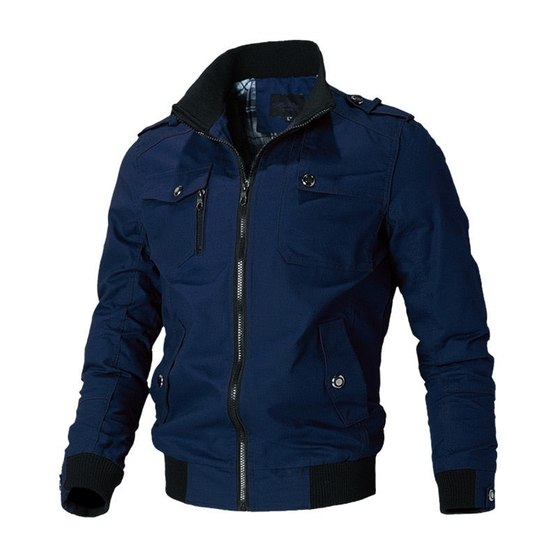 Stylowa Męska Kurtka Bomber - Aiden-Niebieski-M-Trend Polska
