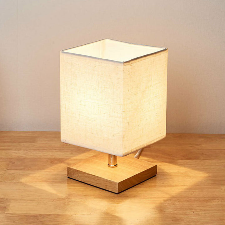 Stylowa minimalistyczna lampa stołowa - LinenWood-Kwadrat-Trend Polska