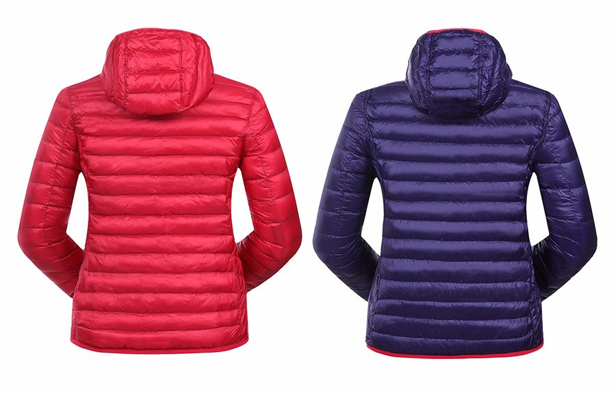 Stylowa odwracalna damska kurtka puchowa - Aurora-Niebieski-S-Trend Polska