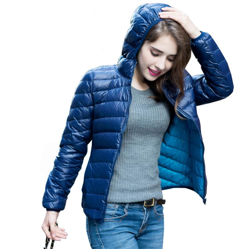 Stylowa odwracalna damska kurtka puchowa - Aurora-Niebieski-S-Trend Polska